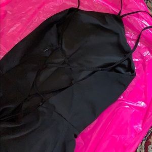 Tobi Black Maxi dress with lace-up back